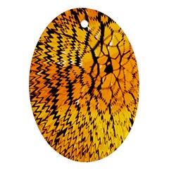 Yellow Chevron Zigzag Pattern Ornament (oval) by Amaryn4rt