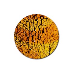 Yellow Chevron Zigzag Pattern Rubber Round Coaster (4 pack) 