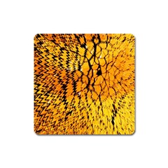 Yellow Chevron Zigzag Pattern Square Magnet by Amaryn4rt