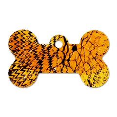 Yellow Chevron Zigzag Pattern Dog Tag Bone (One Side)