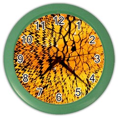 Yellow Chevron Zigzag Pattern Color Wall Clocks by Amaryn4rt