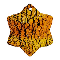 Yellow Chevron Zigzag Pattern Snowflake Ornament (Two Sides)