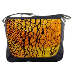 Yellow Chevron Zigzag Pattern Messenger Bags by Amaryn4rt