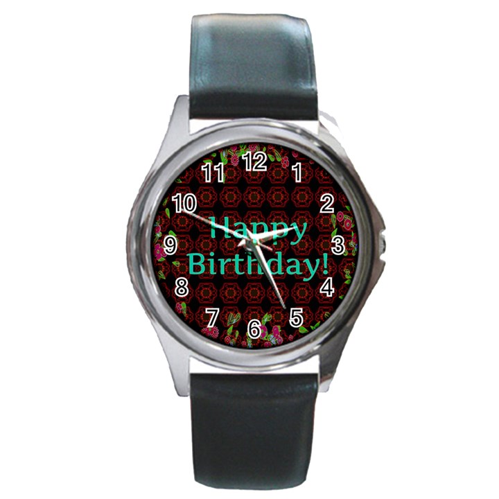 Happy Birthday To You! Round Metal Watch