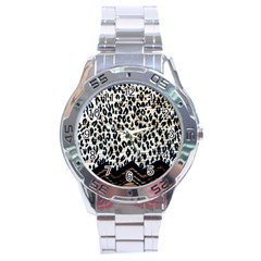 Tiger Background Fabric Animal Motifs Stainless Steel Analogue Watch