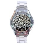 Tiger Background Fabric Animal Motifs Stainless Steel Analogue Watch Front