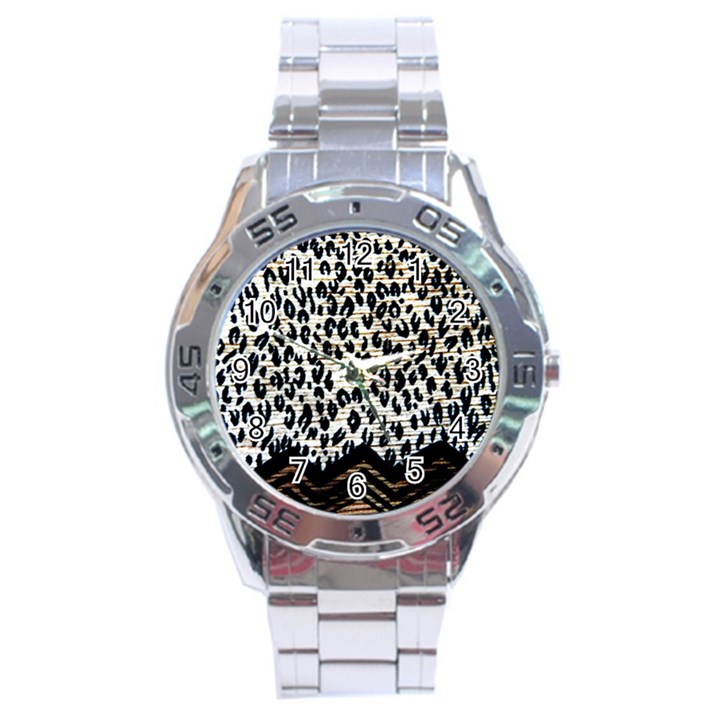 Tiger Background Fabric Animal Motifs Stainless Steel Analogue Watch