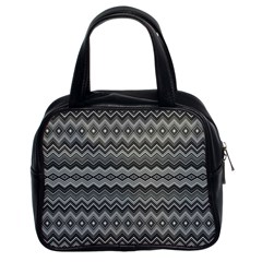 Greyscale Zig Zag Classic Handbags (2 Sides) by Amaryn4rt