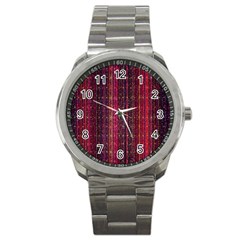 Colorful And Glowing Pixelated Pixel Pattern Sport Metal Watch by Amaryn4rt