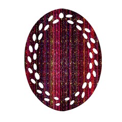 Colorful And Glowing Pixelated Pixel Pattern Ornament (oval Filigree) by Amaryn4rt