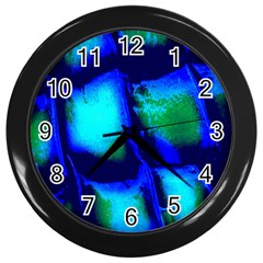 Blue Scales Pattern Background Wall Clocks (black) by Amaryn4rt