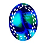 Blue Scales Pattern Background Oval Filigree Ornament (Two Sides) Front