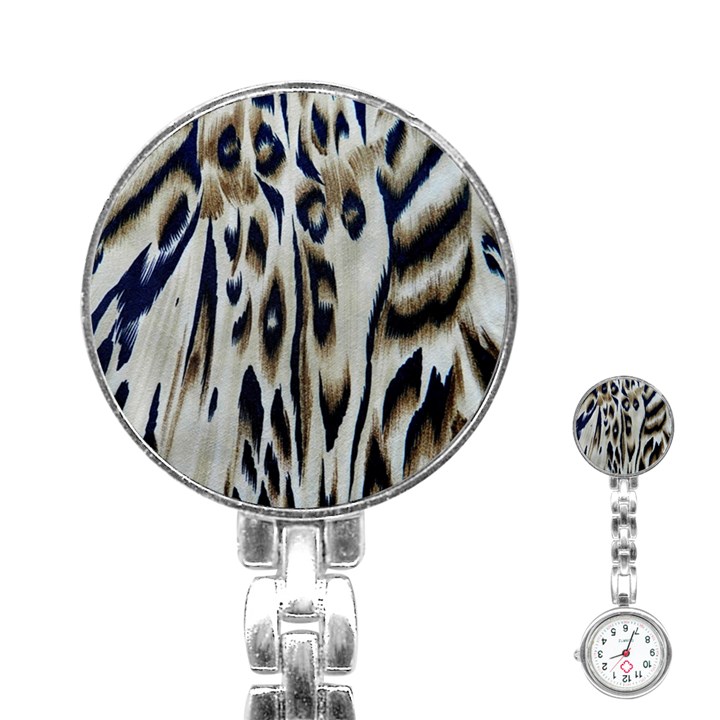 Tiger Background Fabric Animal Motifs Stainless Steel Nurses Watch