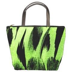 Green Tiger Background Fabric Animal Motifs Bucket Bags by Amaryn4rt
