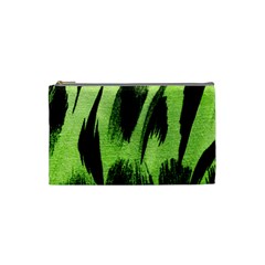 Green Tiger Background Fabric Animal Motifs Cosmetic Bag (small)  by Amaryn4rt