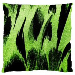 Green Tiger Background Fabric Animal Motifs Large Flano Cushion Case (two Sides) by Amaryn4rt