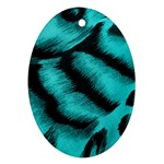 Blue Background Fabric tiger  Animal Motifs Oval Ornament (Two Sides) Back