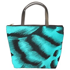 Blue Background Fabric Tiger  Animal Motifs Bucket Bags by Amaryn4rt