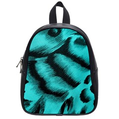 Blue Background Fabric Tiger  Animal Motifs School Bags (small)  by Amaryn4rt