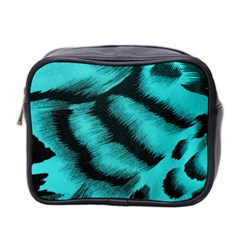 Blue Background Fabric Tiger  Animal Motifs Mini Toiletries Bag 2-side by Amaryn4rt
