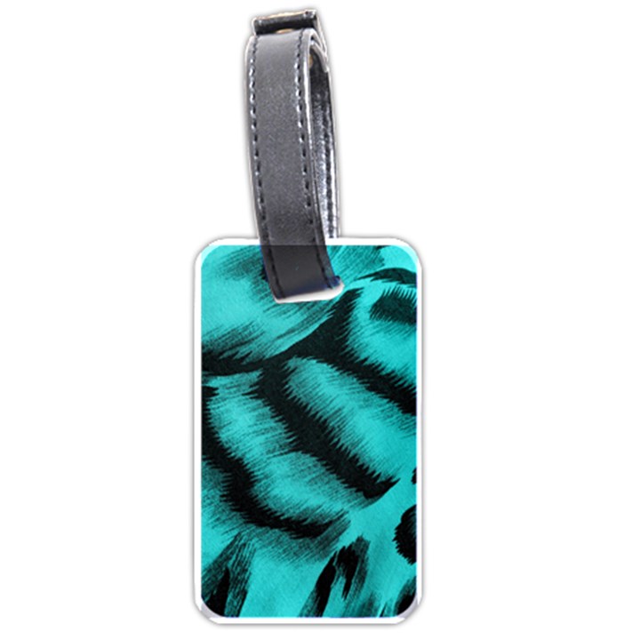 Blue Background Fabric tiger  Animal Motifs Luggage Tags (One Side) 