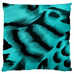 Blue Background Fabric Tiger  Animal Motifs Large Flano Cushion Case (two Sides) by Amaryn4rt