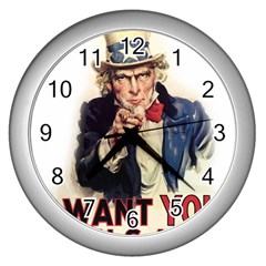 Uncle Sam Wall Clocks (silver)  by Valentinaart