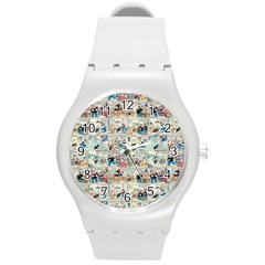 Old Comic Strip Round Plastic Sport Watch (m) by Valentinaart