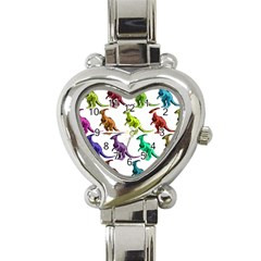 Multicolor Dinosaur Background Heart Italian Charm Watch