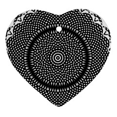 Black Lace Kaleidoscope On White Ornament (Heart)