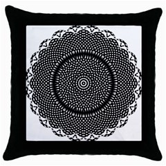 Black Lace Kaleidoscope On White Throw Pillow Case (Black)