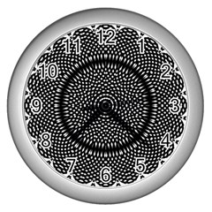 Black Lace Kaleidoscope On White Wall Clocks (Silver) 