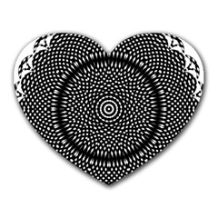 Black Lace Kaleidoscope On White Heart Mousepads