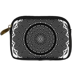 Black Lace Kaleidoscope On White Digital Camera Cases