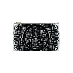 Black Lace Kaleidoscope On White Cosmetic Bag (Small) 