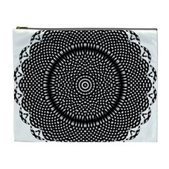 Black Lace Kaleidoscope On White Cosmetic Bag (XL)