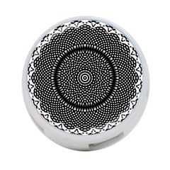 Black Lace Kaleidoscope On White 4-Port USB Hub (One Side)