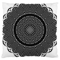 Black Lace Kaleidoscope On White Large Cushion Case (Two Sides)