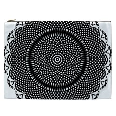 Black Lace Kaleidoscope On White Cosmetic Bag (XXL) 