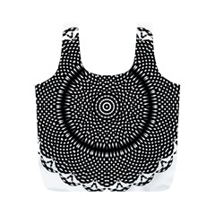 Black Lace Kaleidoscope On White Full Print Recycle Bags (M) 