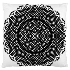 Black Lace Kaleidoscope On White Large Flano Cushion Case (One Side)