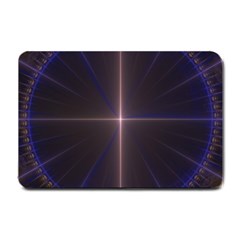 Color Fractal Symmetric Blue Circle Small Doormat  by Amaryn4rt