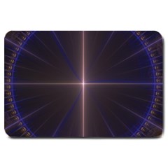 Color Fractal Symmetric Blue Circle Large Doormat  by Amaryn4rt