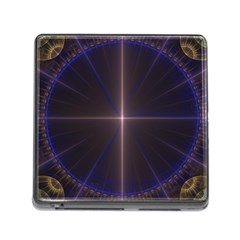 Color Fractal Symmetric Blue Circle Memory Card Reader (square) by Amaryn4rt