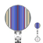 Colorful Stripes Background Stainless Steel Nurses Watch Front