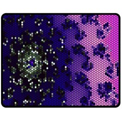 Blue Digital Fractal Double Sided Fleece Blanket (medium)  by Amaryn4rt