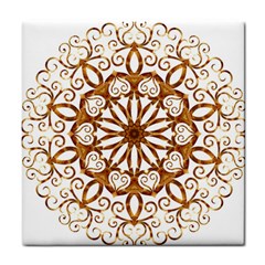 Golden Filigree Flake On White Tile Coasters