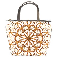 Golden Filigree Flake On White Bucket Bags by Amaryn4rt