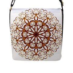 Golden Filigree Flake On White Flap Messenger Bag (l)  by Amaryn4rt