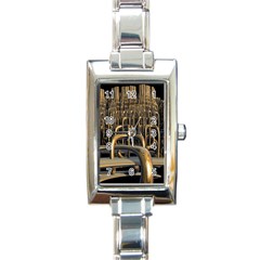 Fractal Image Of Copper Pipes Rectangle Italian Charm Watch by Amaryn4rt